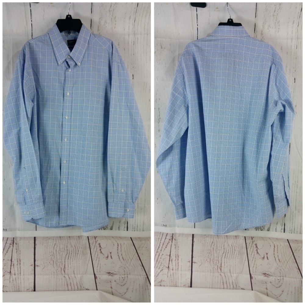 Arrow Wrinkle Free Classic Fit Blue Plaid Shirt 16